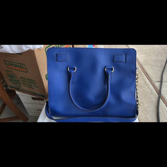 Michael Kors Large Saffiano Leather Sapphire Satchel Purse - Picture 4 of 7